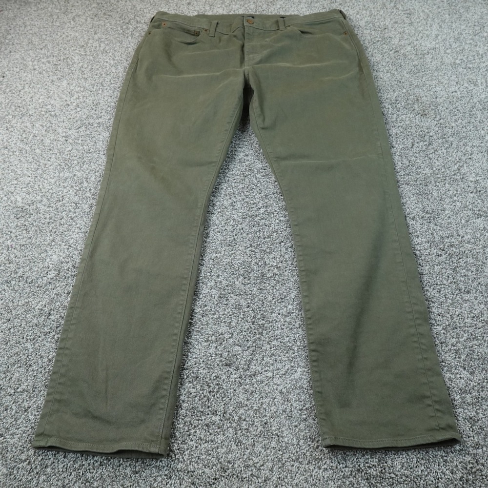 J Crew Pants Mens 40X32 Green Flex Slim Five Pocket Jeans Chino Preppy Stretch